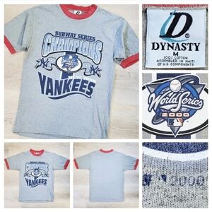 Rare Vintage 2000 New York Yankees World Series Champions Ringer T- Shirt Med